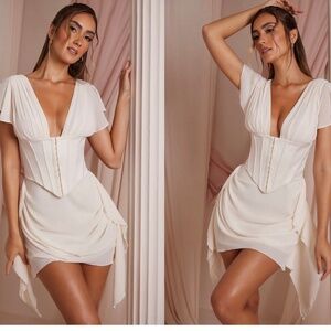 Oh Polly Cream Mini Dress